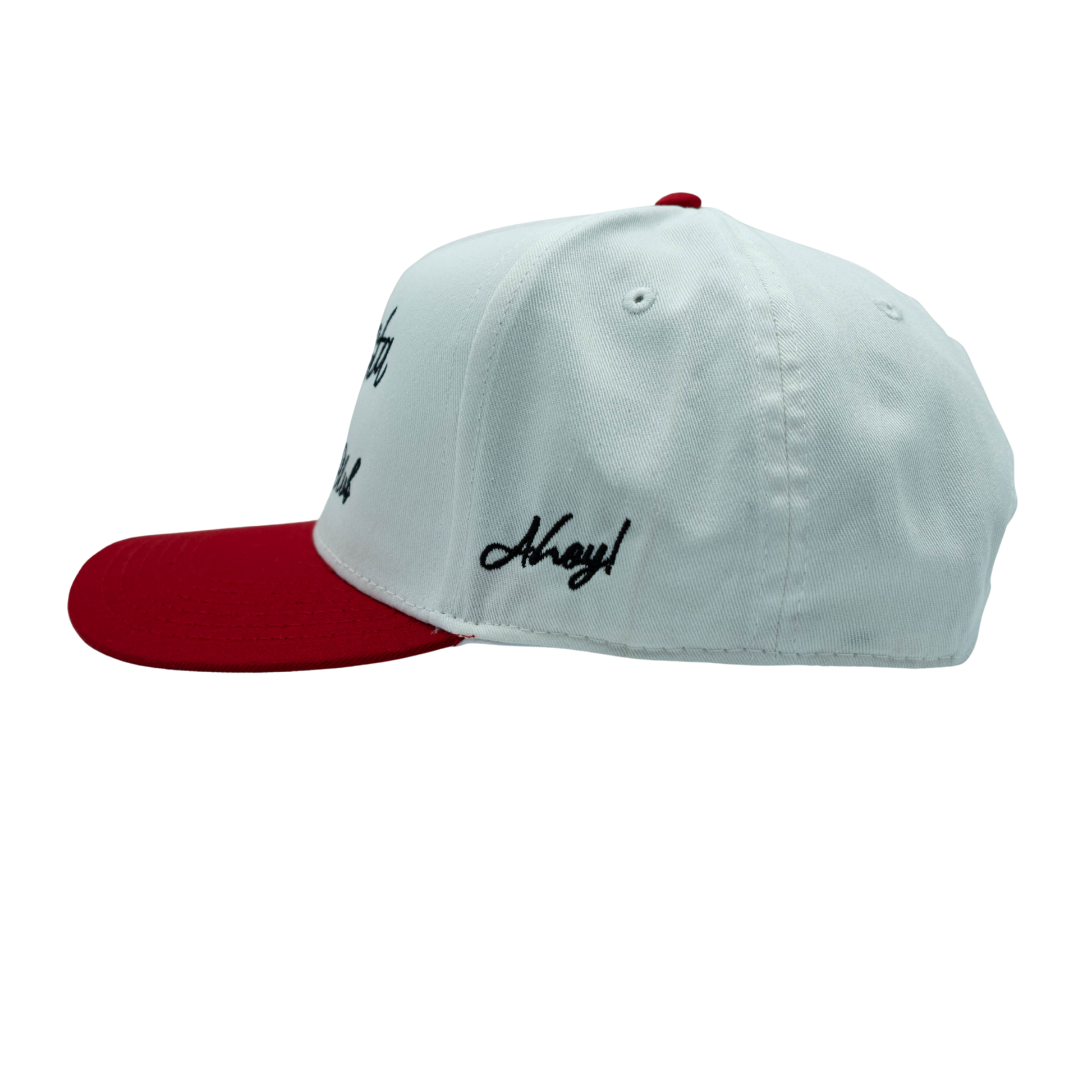 white and red Augusta Masters hat with UGA and Falcons